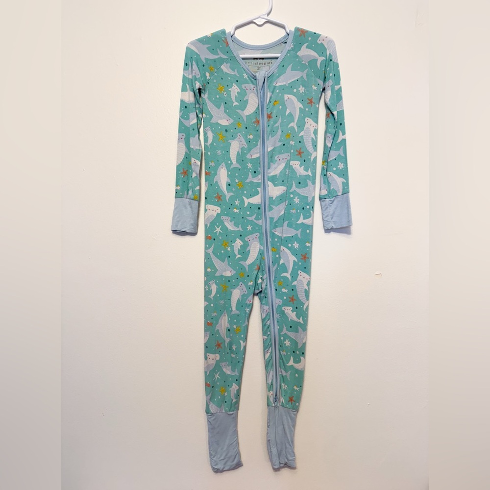 Little Sleepies Blue Shark Print Footie Pajama
